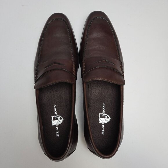 Black Brown 1826 Cambridge Calfskin Leather Loafers Size 8 Mens Dress Shoes